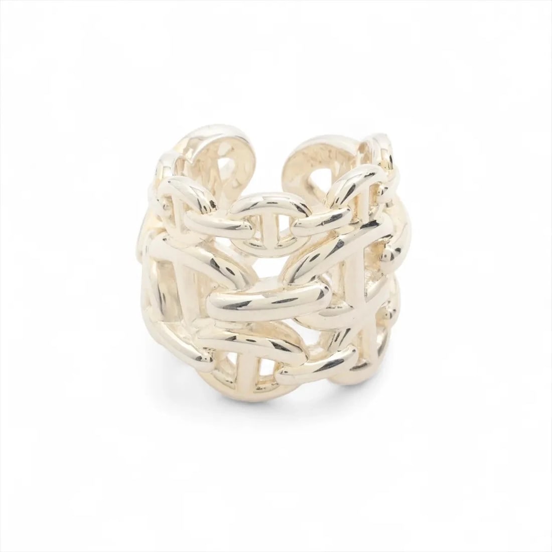 HERMES CHAÎNE D'ANCRE ENCHAINEE GM RING 925 SILVER: "Hermes Chaîne d'Ancre Enchainee GM Ring 925 Silver Brand: Hermes Type: Ring Material: 925 Silver, Color: Silver Size: 3.75 US Accessories: None Accessories Notice: When purchasing pre-own