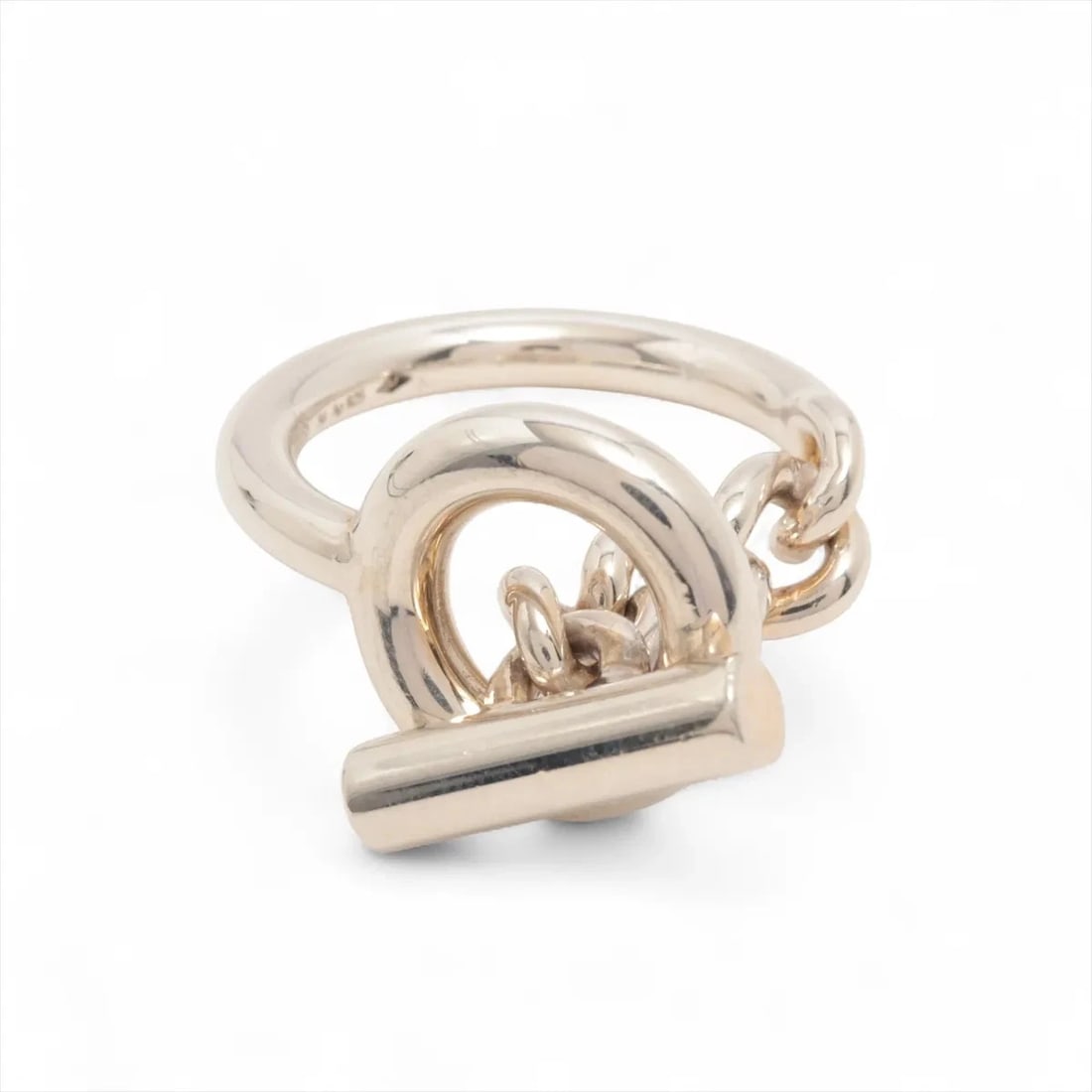 HERMES CROISET RING 925 SILVER: "Hermes Croiset Ring 925 Silver Brand: Hermes Type: Ring Material: 925 Silver, Color: Silver Size: 6.75 - 7 US Accessories: None Accessories Notice: When purchasing pre-owned goods, please