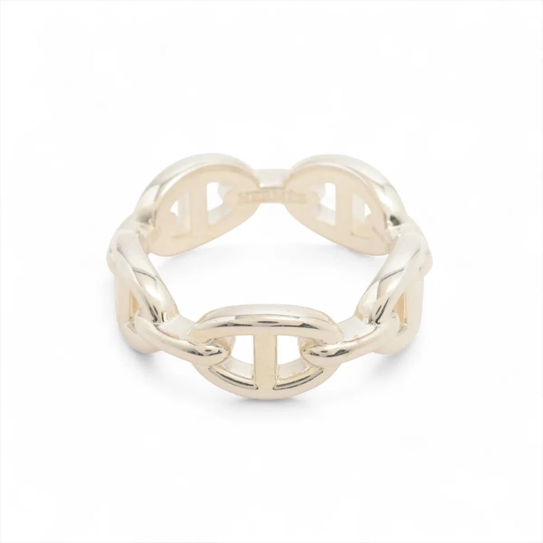 HERMES CHAÎNE D'ANCRE ENCHAINEE RING 925 SILVER: "Hermes Chaîne d'Ancre Enchainee Ring 925 Silver Brand: Hermes Type: Ring Material: 925 Silver, Color: Silver Size: 6.25 - 6.5 US Accessories: None Accessories Notice: When purchasing pre-