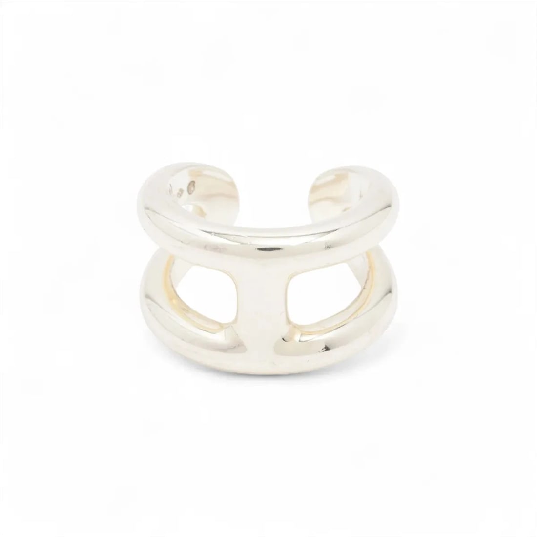 HERMES OSMOZ PM RING 925 SILVER: "Hermes Osmoz PM Ring 925 Silver Brand: Hermes Type: Ring Material: 925 Silver, Color: Silver Size: 5.5 - 5.75 US Accessories: None Accessories Notice: When purchasing pre-owned goods, ple