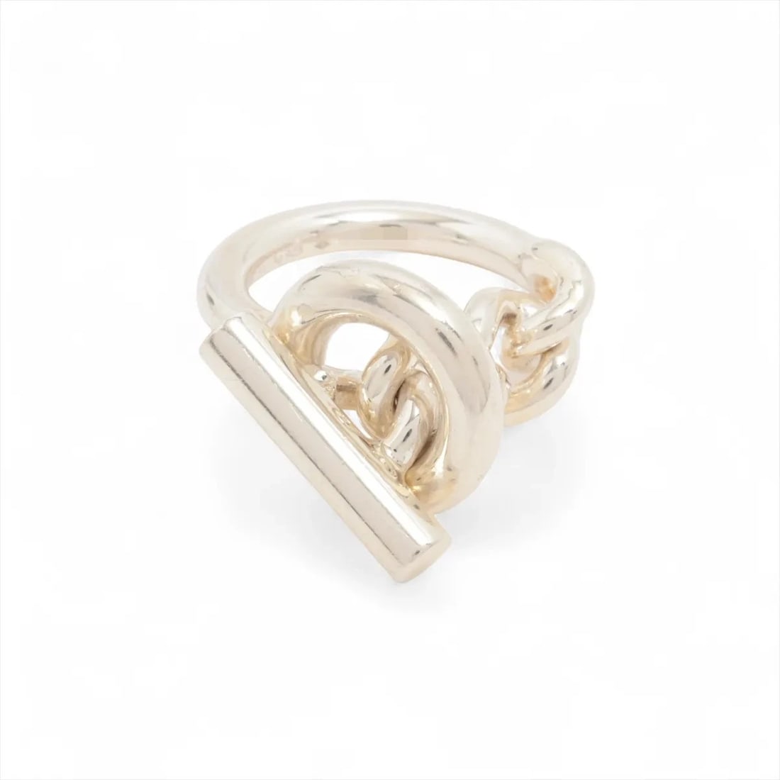 HERMES CROISET RING 925 SILVER: "Hermes Croiset Ring 925 Silver Brand: Hermes Type: Ring Material: 925 Silver, Color: Silver Size: 6.75 - 7 US Accessories: None Accessories Notice: When purchasing pre-owned goods, please