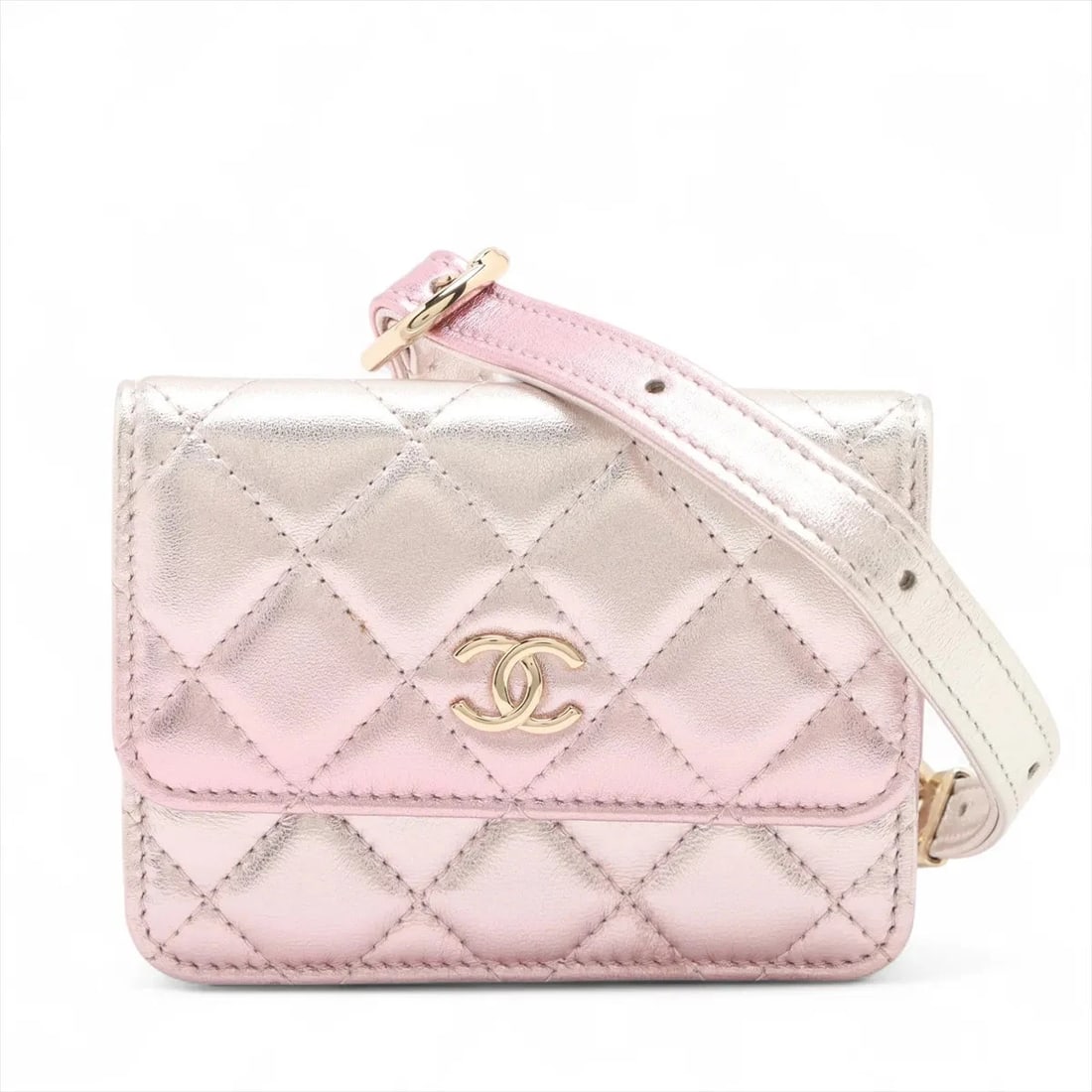 CHANEL MATELASSE WAIST BAG PINK: Chanel Matelasse Waist Bag Pink Brand: Chanel Type: Waist pouch/Body bag Material: Lambskin Color: Pink Size: Height:3.7inchLength:4.9inchDepth:1.2inch Accessories: None Accessories Notice