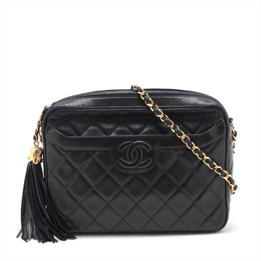 CHANEL MATELASSE LAMBSKIN CHAIN SHOULDER BAG: Chanel Matelasse Lambskin Chain Shoulder Bag Brand: Chanel Type: Shoulder bag Material: Lambskin Color: Black Size: Height:6.5inchLength:8.9inchDepth:2.4inch Accessories: None Accessories