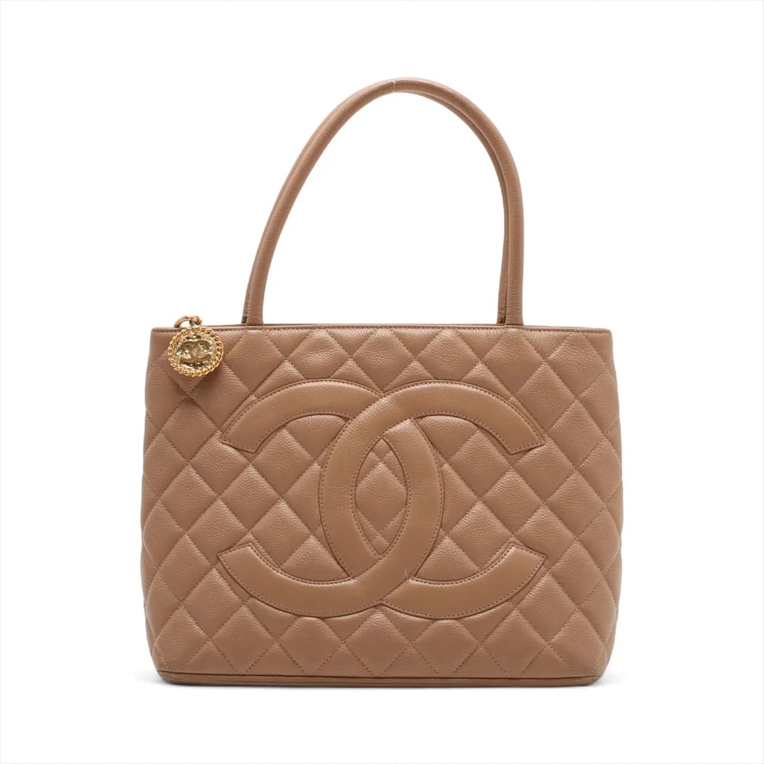 CHANEL RE-RELEASE CAVIAR SKIN TOTE BAG: Chanel Re-release Caviar Skin Tote bag Brand: Chanel Type: Tote bag Material: Caviar Skin Color: Beige Size: Height:9.1inch Length:11.4inch Depth:5.5inch Handle height:6.5inch Accessories: None