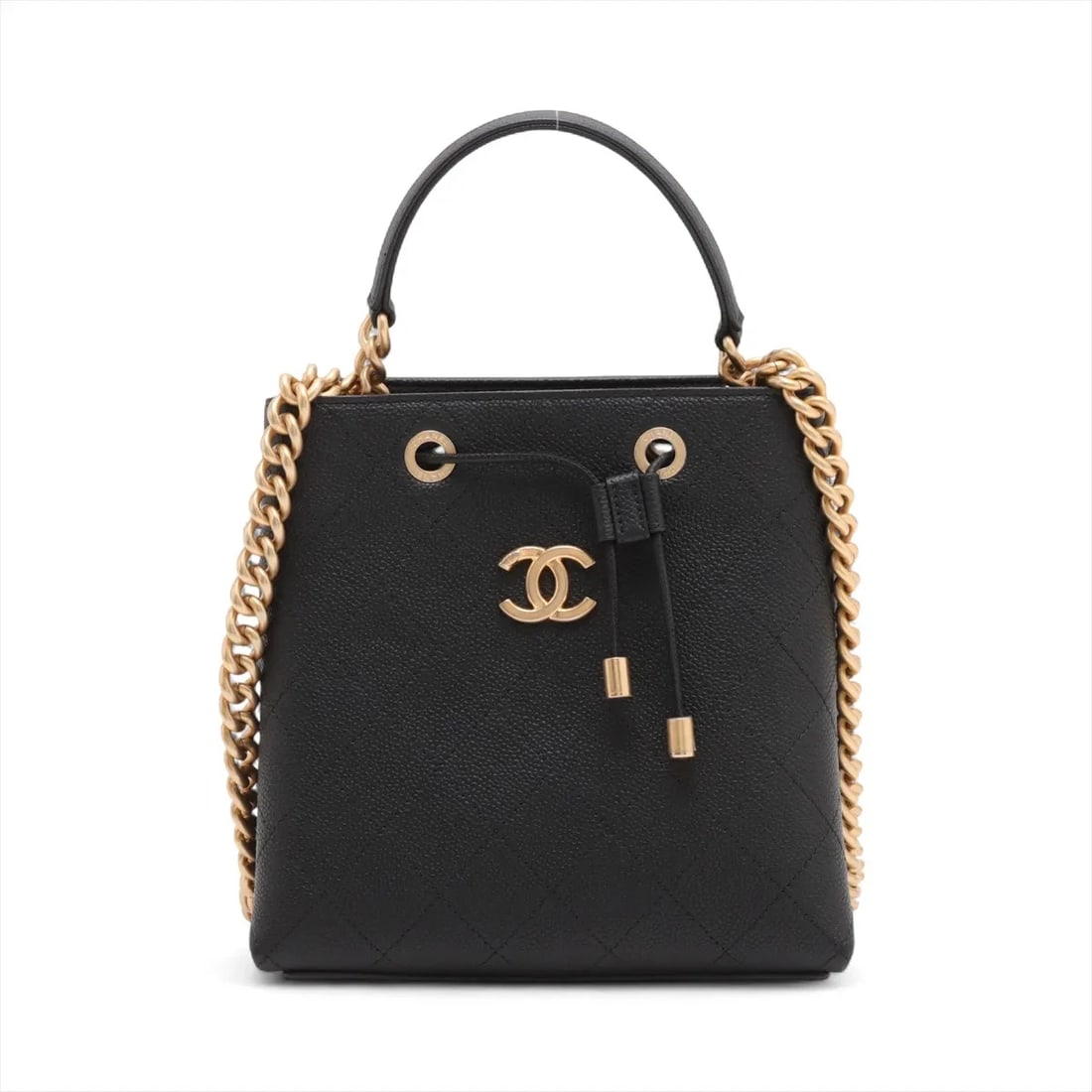 CHANEL MATELASSE 2 WAY SHOULDER BAG BLACK: Chanel Matelasse 2 Way Shoulder Bag Black Brand: Chanel Type: Shoulder bag Material: Caviar Skin Color: Black Size: Height:7.9inch Length:7.9inch Depth:4.3inch Handle height:3.9inch Accessories: N
