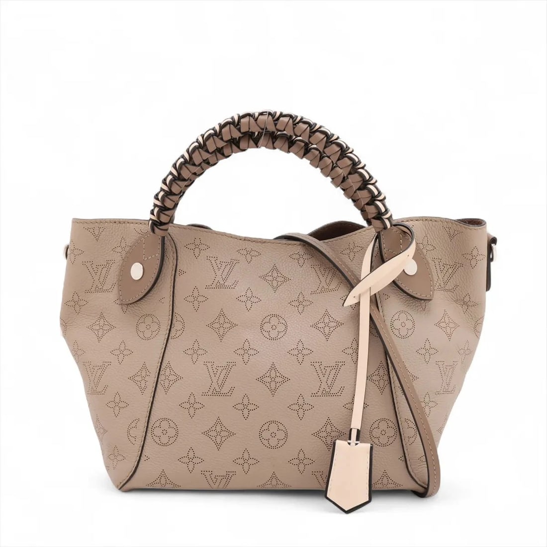 LOUIS VUITTON MAHINA HINA PM: Louis Vuitton Mahina Hina PM Brand: Louis Vuitton Type: Hand bag Material: See description Color: Beige Size: Height:8.1inch Length:8.9inch Depth:4.3inch Handle height:3.5inch Accessories: None