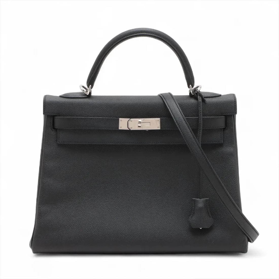 HERMES KELLY 32 LE TOURNAY VEAU EPSOM BLACK: Hermes Kelly 32 Le Tournay Veau Epsom Black Brand: Hermès Type: Hand bag Material: Veau Epsom Color: Black Size: Height:8.9inch Length:12.4inch Depth:4.7inch Handle height:3.5inch Accessories: Non