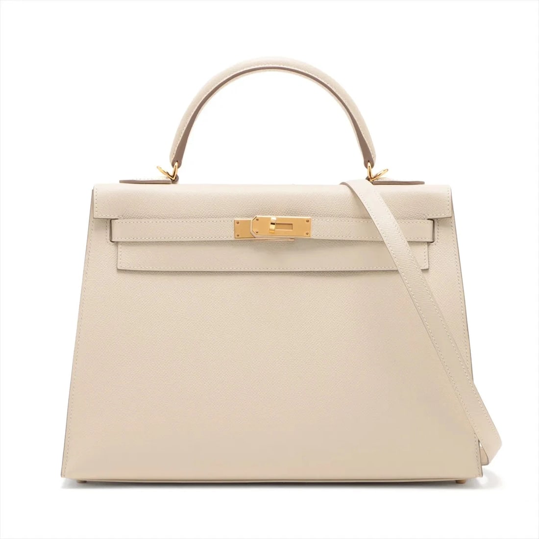 HERMES KELLY 32 SERIE VEAU EPSOM CRAIE GOLD: Hermes Kelly 32 Serie Veau Epsom Craie Gold Brand: Hermès Type: Hand bag Material: Veau Epsom Color: Craie Size: Height:9.1inch Length:13.0inch Depth:4.7inch Handle height:3.7inch Accessories: Non