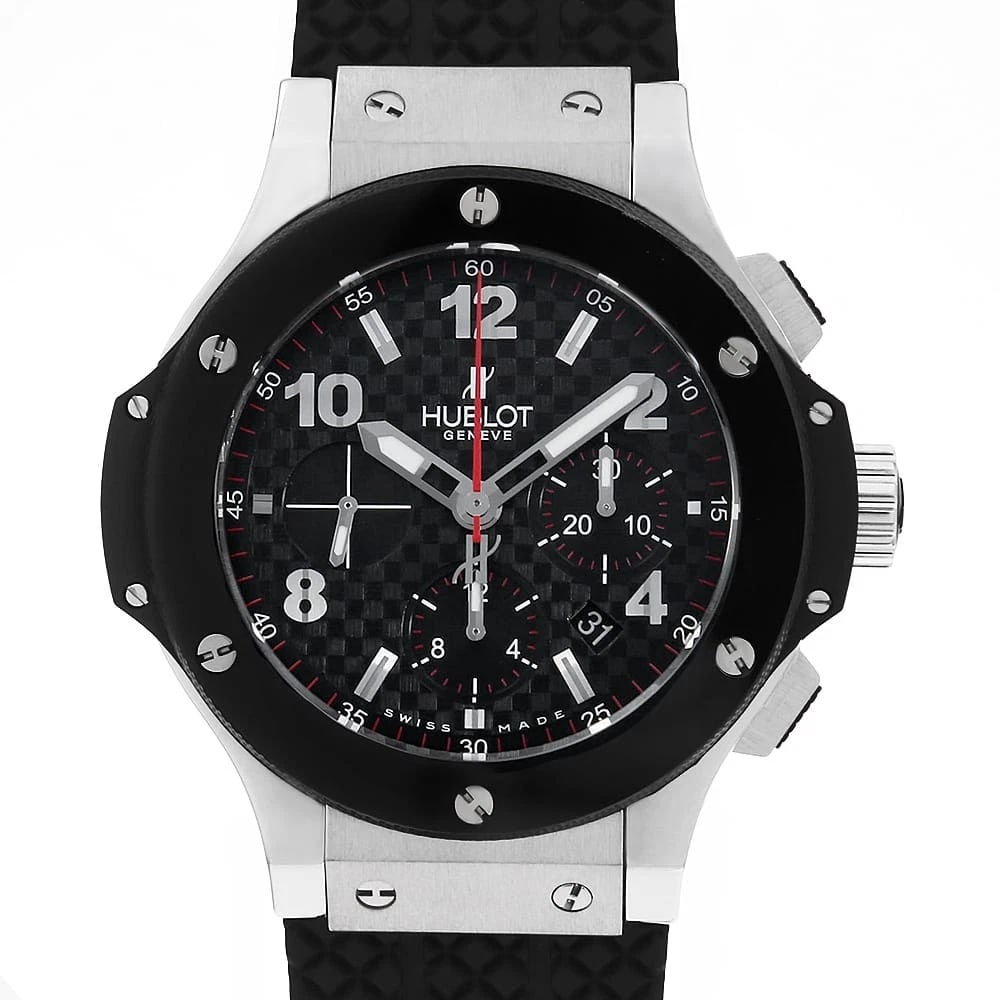 HUBLOT BIG BANG STEEL CERAMIC: HUBLOT Big Bang Steel Ceramic Brand: HUBLOT Type: Wrist watch Material: Band Material rubber, Case Material Stainless Steel/ceramic Color: Dial Color Black Size: Case:W44mm Accessories: None <
