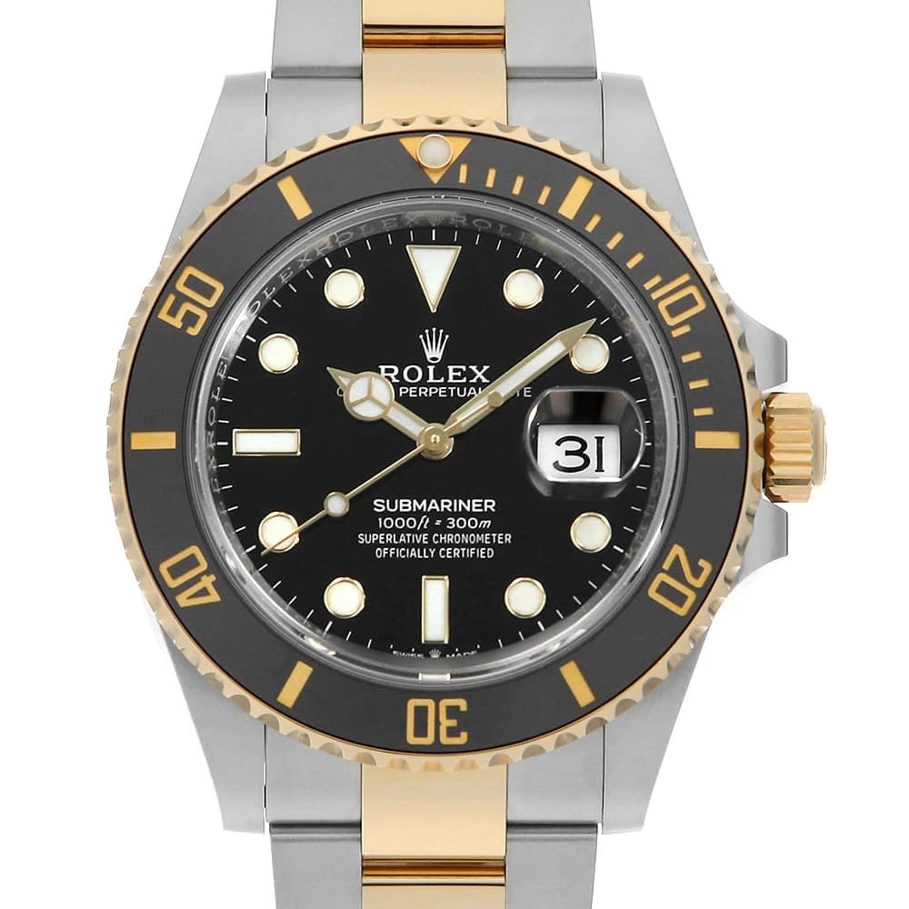ROLEX SUBMARINER BLACK: ROLEX SUBMARINER black Brand: ROLEX Type: Wrist watch Material: Band Material Stainless Steel/Yellow Gold, Case Material Stainless Steel/Yellow Gold Color: Dial Color Black Size: Case:W41mm