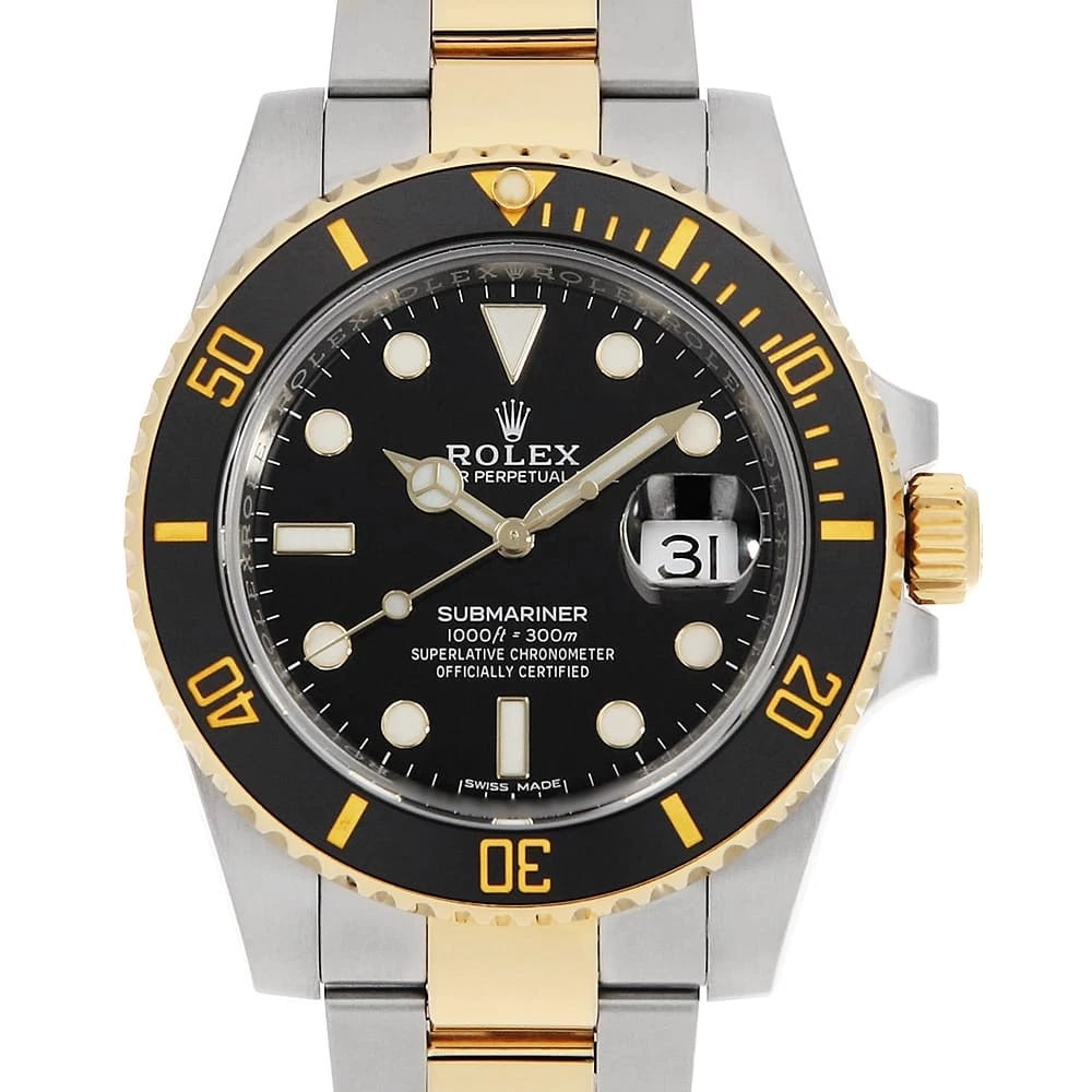 ROLEX SUBMARINER BLACK: ROLEX SUBMARINER black Brand: ROLEX Type: Wrist watch Material: Band Material Stainless Steel/Yellow Gold, Case Material Stainless Steel/Yellow Gold Color: Dial Color Black Size: Case:W40mm Circumfere