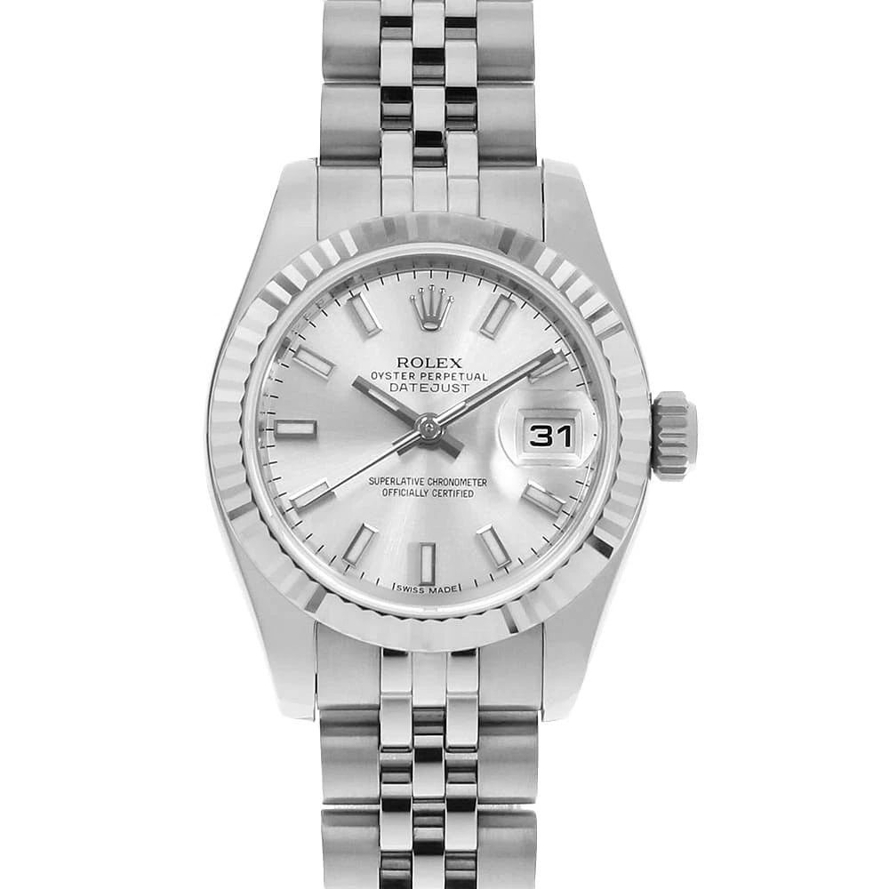 ROLEX DATEJUST SILVER: ROLEX Datejust Silver Brand: ROLEX Type: Wrist watch Material: Band Material Stainless Steel, Case Material Stainless Steel/White gold Color: Dial Color Silver Size: Case:W26mm Circumference of Wrist: