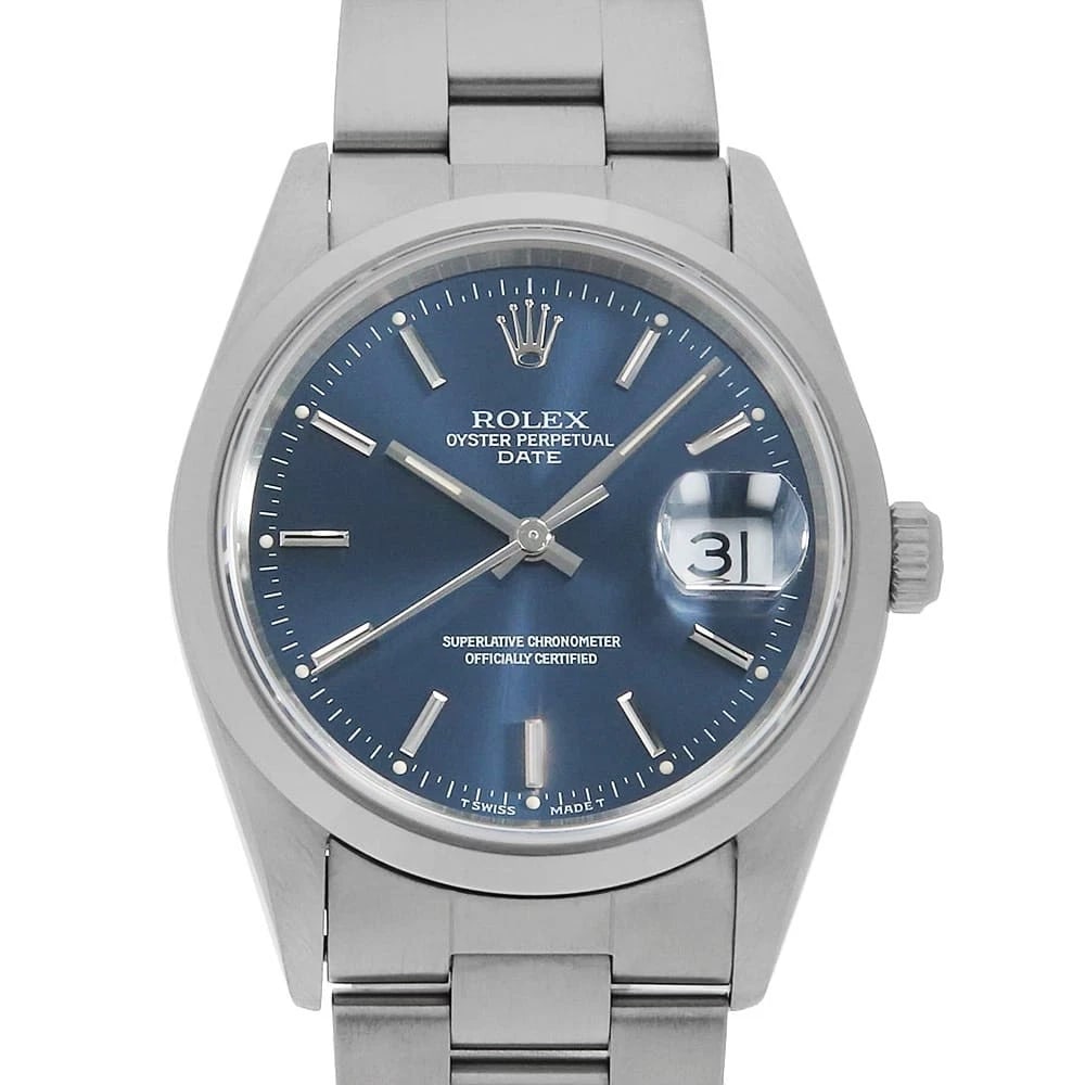 ROLEX OYSTER PERPETUAL BLUE: ROLEX Oyster Perpetual blue Brand: ROLEX Type: Wrist watch Material: Band Material Stainless Steel, Case Material Stainless Steel Color: Dial Color Blue Size: Case:W34mm Circumference of Wrist:18cm