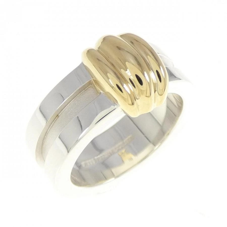 TIFFANY & CO. SILVER 750 YELLOW GOLD RING: Tiffany & Co. Silver 750 Yellow Gold Ring Brand: Tiffany & Co. Type: Ring Material: 925 Silver/750 Yellow Gold Color: Silver/Yellow Gold Size: 5-5.5 US Accessories: None Accessories Notic