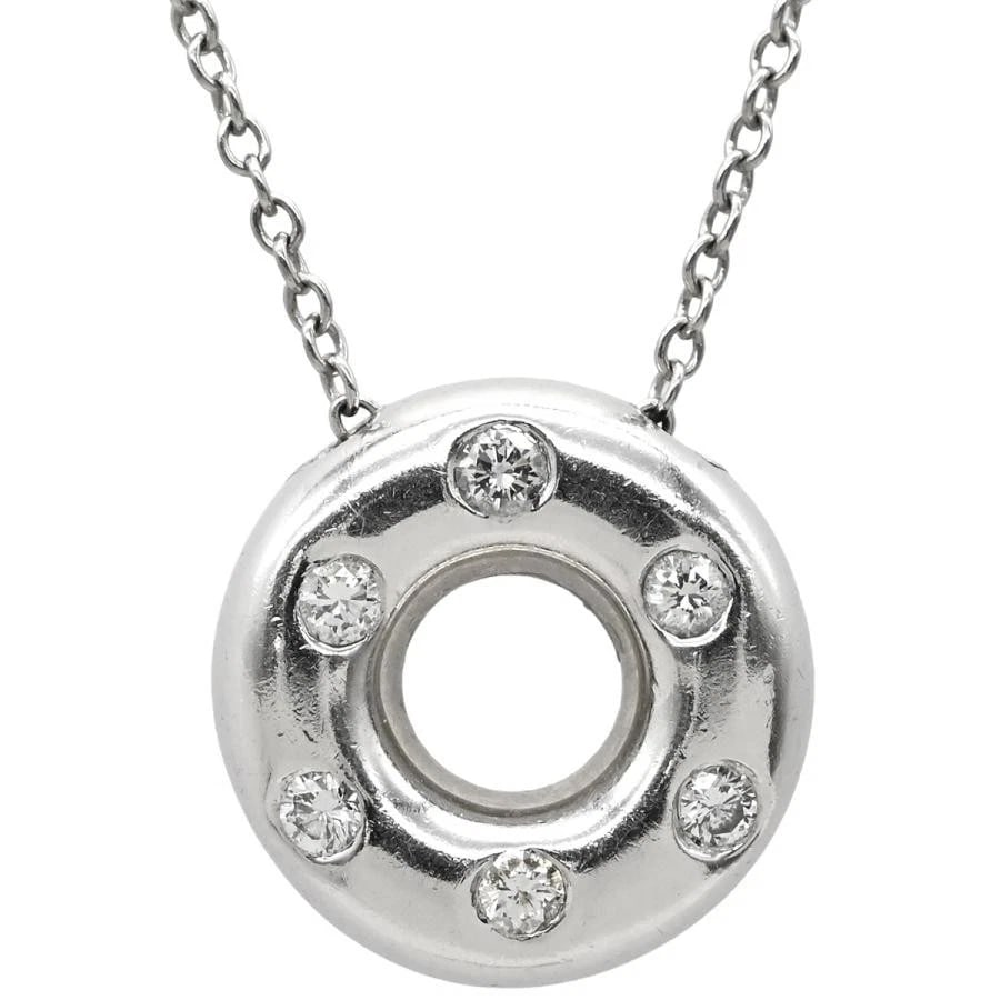 TIFFANY & CO. DONUT-SHAPED PT950 NECKLACE: Tiffany & Co. Donut-Shaped Pt950 Necklace Brand: Tiffany & Co. Type: Necklace Material: Pt950, Main Stone/Creation Natural Color: Platinum Size: Length: Approx. 42.5cm,Top (W) 12.8mm x (H) 12.8mm