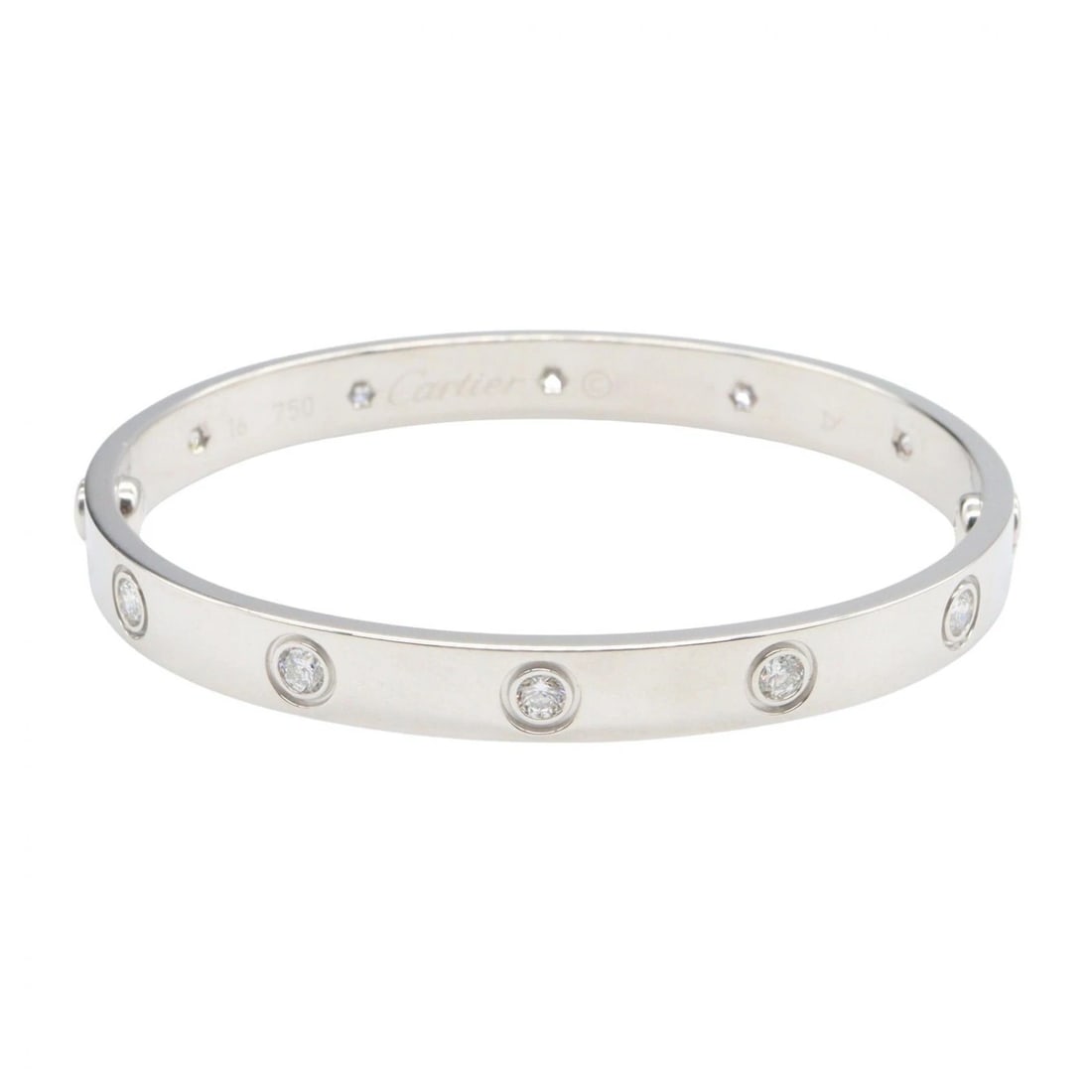 CARTIER LOVE BRACELET 10PD K18WG SILVER: Cartier Love Bracelet 10PD K18WG Silver Brand: Cartier Type: Bracelet Material: K18WG, Main Stone/Creation Natural Color: Silver Size: Wrist circumference: Approximately 14.5cm Accessories: None <