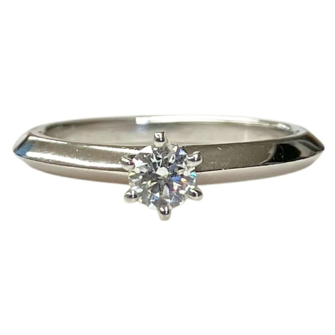 TIFFANY & CO. PT950 SOLITAIRE RING: Tiffany & Co. Pt950 Solitaire Ring Brand: Tiffany & Co. Type: Ring Material: Pt950, Main Stone/Creation Natural Color: Platinum Size: US 4.5-5 Accessories: None Accessories Notice: When pu