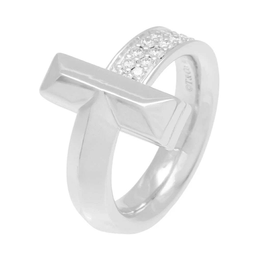 TIFFANY & CO. T ONE K18WG RING: Tiffany & Co. T One K18WG Ring Brand: Tiffany & Co. Type: Ring Material: 18K White Gold, Main Stone/Creation Natural Color: White Gold Size: US Size No. 3.5-4 Accessories: None Accessorie
