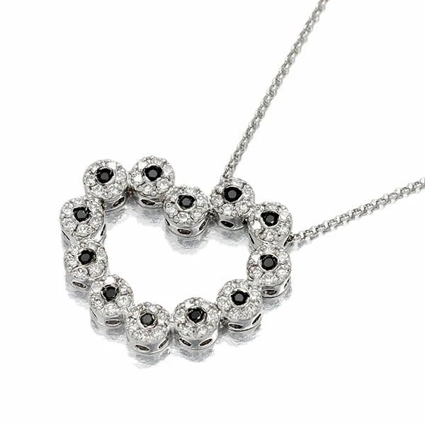 PONTE VECCHIO HEART 18K WG BLACK NECKLACE: "Ponte Vecchio Heart 18K WG Black Necklace Brand: Ponte Vecchio Type: Pendant Material: 18K White Gold, Main Stone/Creation Diamond Color: Main Stone Color Black Size: Length: 40cm Black diamond: 0.10