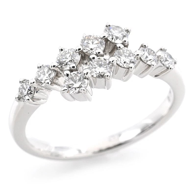 NATURAL RING PT900 SNAKE OVERLAP 2-ROW: "Natural Ring Pt900 Snake Overlap 2-Row Brand: Unbranded Type: Ring Material: Pt900, Pt900, Main Stone/Creation Natural Color: Silver Size: 6 US Accessories: None Accessories Notice: When