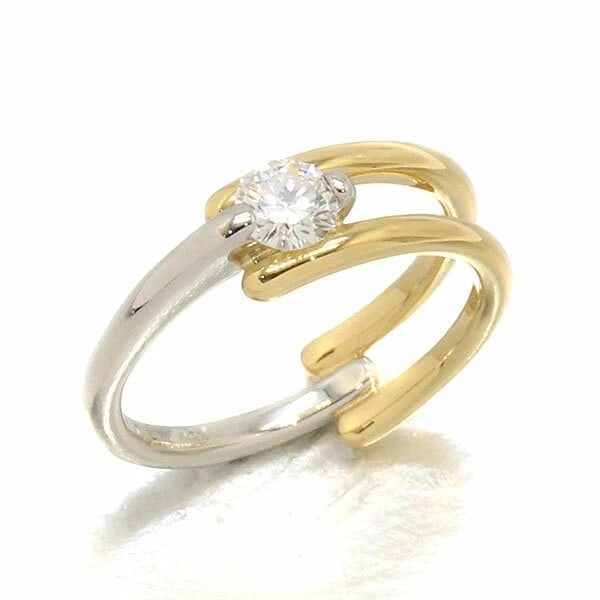 HOSHINO SUNA 18K YG/PLATINUM RING: "Hoshino Suna 18K YG/Platinum Ring Brand: Hoshi no Suna Type: Ring Material: K18WG/Platinum, Main Stone/Creation Diamond Color: Silver Size: 7.5 US Accessories: None Accessories Notice: Wh