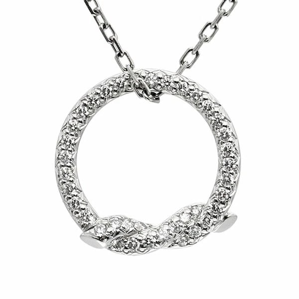 CARTIER 18K WG ENTRELACE PAVE NECKLACE: Cartier 18K WG Entrelace Pave Necklace Brand: Cartier Type: Necklace Material: 18K White Gold, Main Stone/Creation Diamond Color: WG Size: Length: Approx. 40cm Top: Approximately 16mm in diameter
