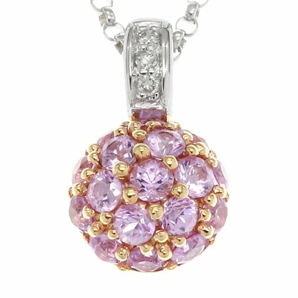 18K WG BALL DESIGN PINK SAPPHIRE NECKLACE: 18K WG Ball Design Pink Sapphire Necklace Brand: Unbranded Type: Necklace Material: 18K White Gold, Main Stone/Creation Secondary Stone Diamond Color: WG Size: Length: Approx. 40cm Top: Approximately 