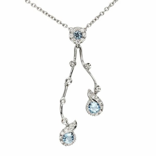 QUEEN JEWELRY 18K WG AQUAMARINE NECKLACE (1 of 3)