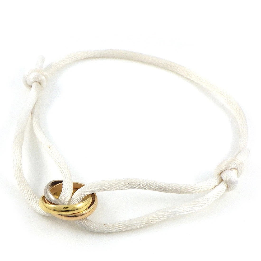 CARTIER BRACELET TRINITY BABY 750: "Cartier Bracelet Trinity Baby 750 Brand: Cartier Type: Bracelet Material: 750(18K) Tri-Color Gold, Color: Size: Wrist Size : 0.59-1.02""(inches) / 15.0mm - 26.0mm Motif Size : W 0.49"" × H 0.16""(in