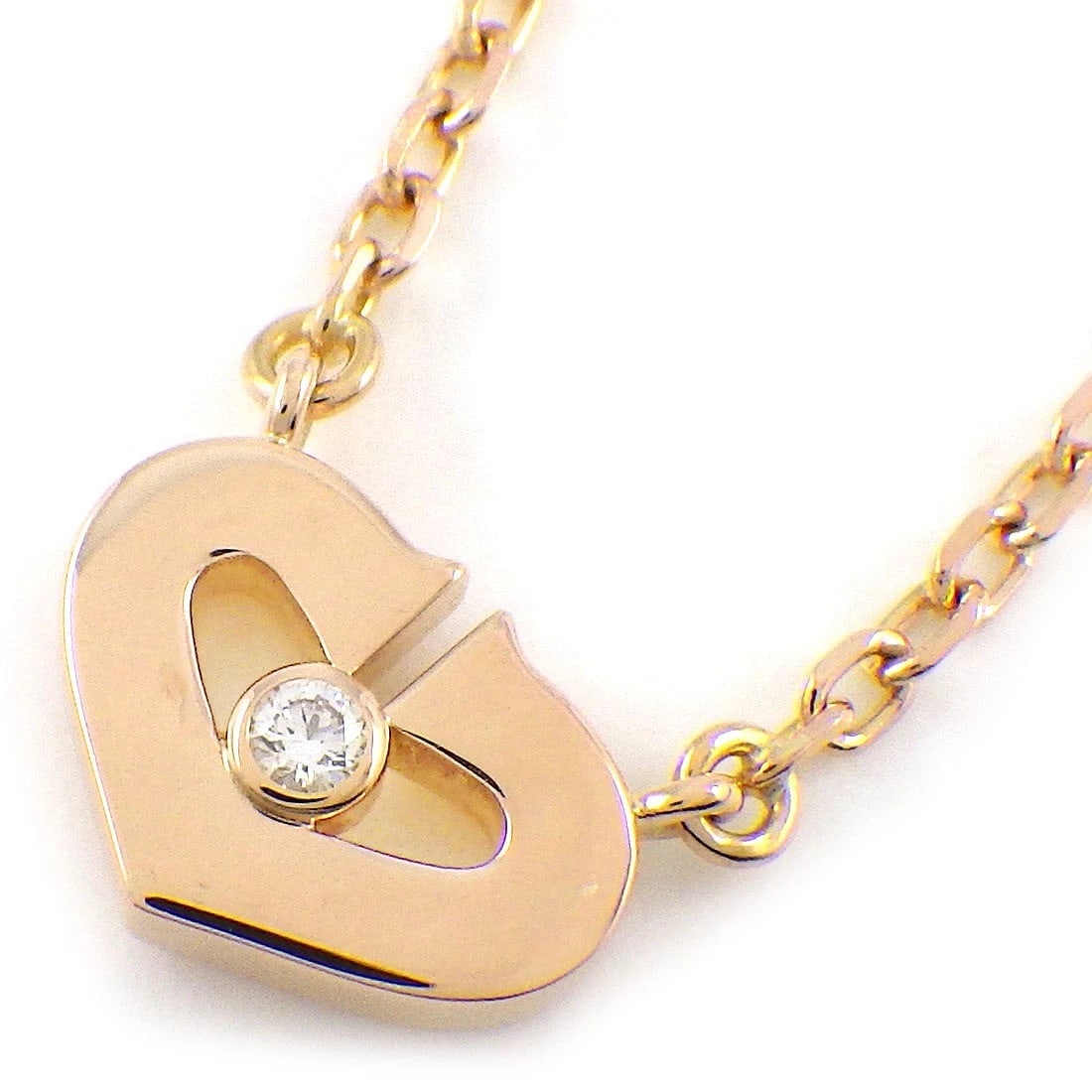CARTIER NECKLACE C HEART 1 POINT DIAMOND 750: "Cartier Necklace C Heart 1 Point Diamond 750 Brand: Cartier Type: Necklace Material: 750(18K) Rose(Pink) Gold, 750(18K) Rose(Pink) Gold, Main Stone/Creation Natural Color: Pink Gold Size: Chain Lengt