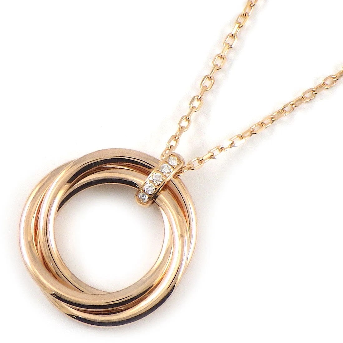 CARTIER NECKLACE TRINITY DIAMOND 750RG: "Cartier Necklace Trinity Diamond 750RG Brand: Cartier Type: Necklace Material: 750(18K) Rose(Pink) Gold, 750(18K) Rose(Pink) Gold, Main Stone/Creation Natural Color: Pink Gold Size: Chain Length : 16