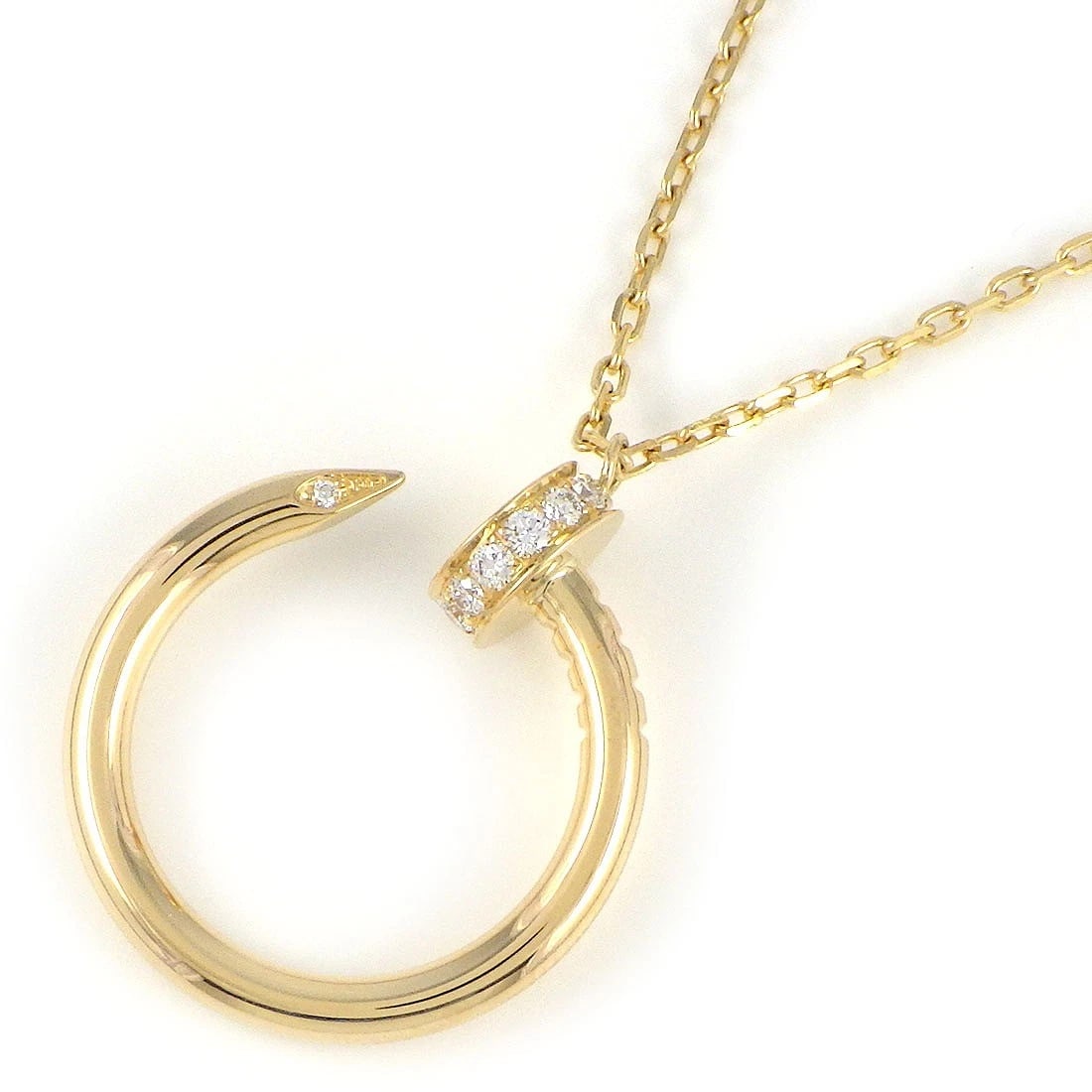 CARTIER NECKLACE JUSTE UN CLOU NAIL MOTIF DIAMOND 750: Cartier Necklace Juste un Clou Nail Motif Diamond 750 Brand: Cartier Type: Necklace Material: 750(18K) Yellow Gold, Main Stone/Creation Natural Color: Yellow Gold Size: Chain Length : 15.27" & 16.02"(