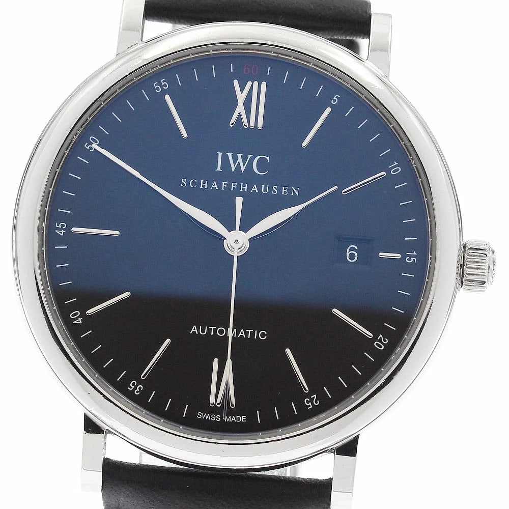 IWC PORTOFINO AUTO WATCH: IWC Portofino Auto Watch Brand: IWC / IWC SCHAFFHAUSEN Type: wristwatch Material: Case Material: Stainless Steel (SS)Band Material: Leather Color: Dial Color black Size: case size 40mm lug width 20cm 