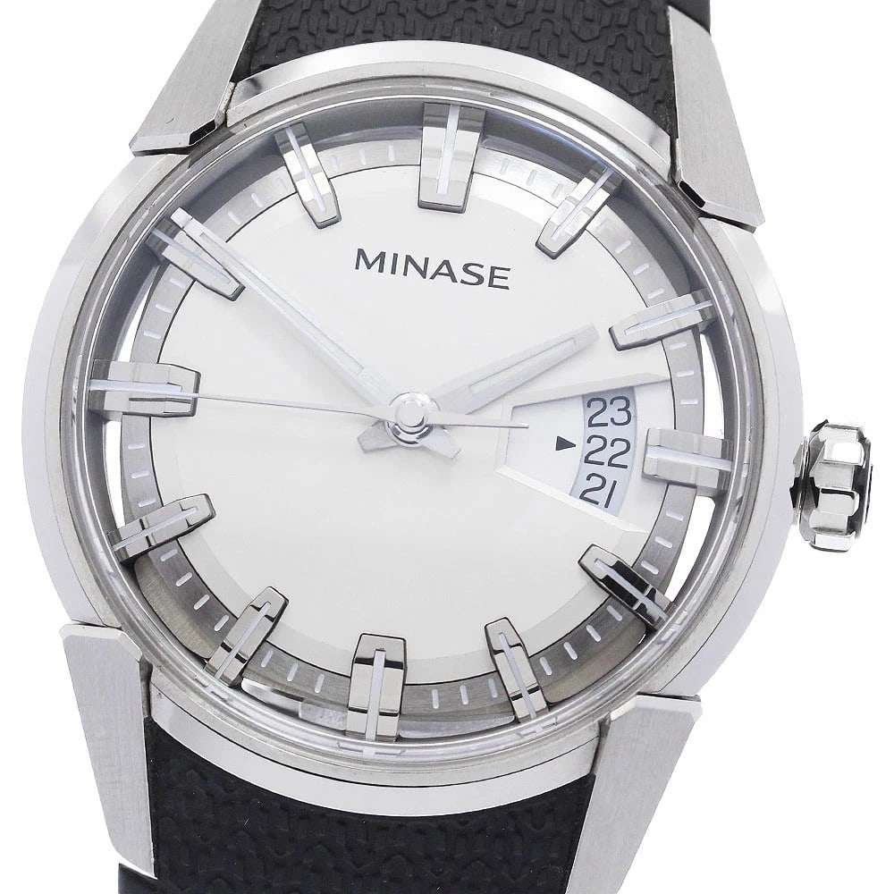 MINASE AUTOMATIC DRESS WATCH: Minase Automatic Dress Watch Brand: Minase Type: wristwatch Material: Case Material: Stainless Steel Band Material: Stainless Steel Color: Dial Color silver Size: Case Size: Approximately 40mm (width)