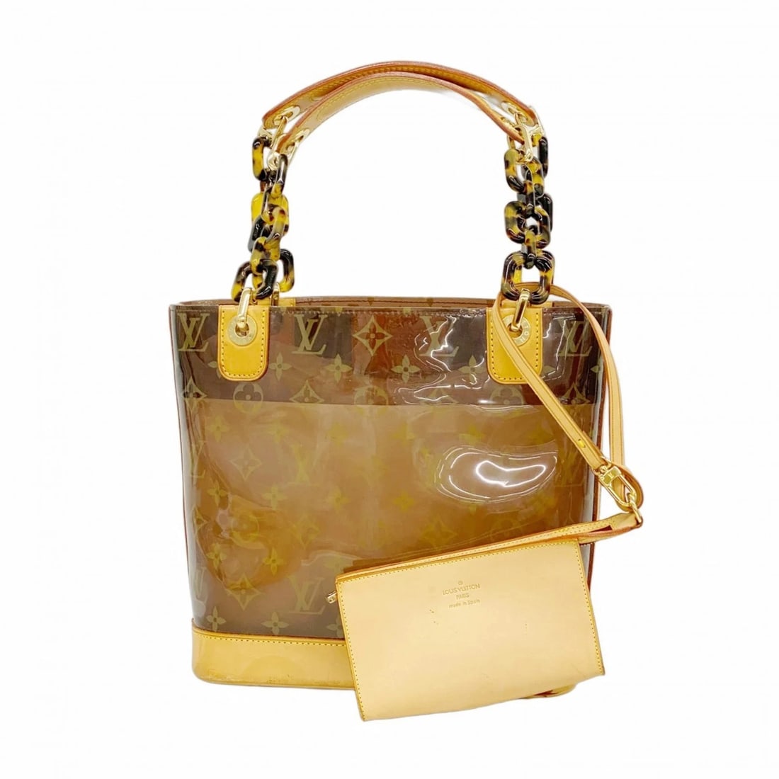 LOUIS VUITTON MONOGRAM VINYL CABAS AMBRE PM TOTE BAG: Louis Vuitton Monogram Vinyl Cabas Ambre PM Tote Bag Brand: Louis Vuitton Type: Tote bag Material: none Color: Brown Size: Size (HxWxD) 23cm x 23.5cm x 10.5cm / 9.05'' x 9.25'' x 4.13'' Accessorie