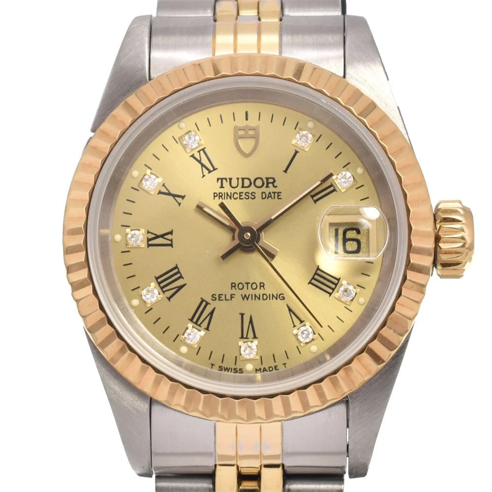 TUDOR OYSTER PRINCESS DATE GOLD AUTOMATIC WATCH: TUDOR Oyster Princess Date gold Automatic Watch Brand: TUDOR Type: Wristwatch Material: Case Material Stainless Steel/YG, Band Material Stainless Steel/YG Color: Case Color Silver / Gold, Dial Color g