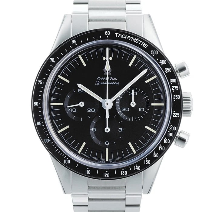 OMEGA SPEEDMASTER WATCH: Omega Speedmaster Watch Brand: OMEGA Type: Wristwatch Material: Case Material Stainless Steel, Band Material Stainless Steel Color: Case Color Silver, Dial Color Black, Band color Silver Size: Case Si