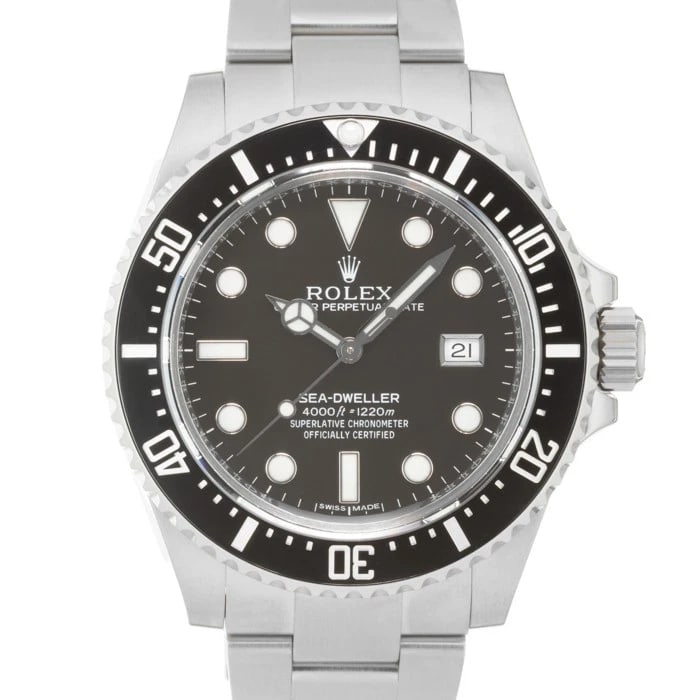 ROLEX SEA DWELLER WATCH: ROLEX Sea Dweller Watch Brand: ROLEX Type: Wristwatch Material: Case Material Stainless Steel, Band Material Stainless Steel Color: Case Color Silver, Dial Color Black, Band color Silver Size: Case Si