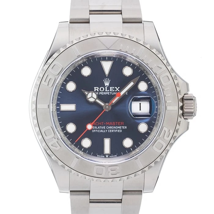 ROLEX YACHT MASTER BLUE WATCH: ROLEX Yacht Master Blue Watch Brand: ROLEX Type: Wristwatch Material: Case Material Stainless Steel, Platinum, Band Material Stainless Steel Color: Case Color Silver, Dial Color Blue, Band color Silve