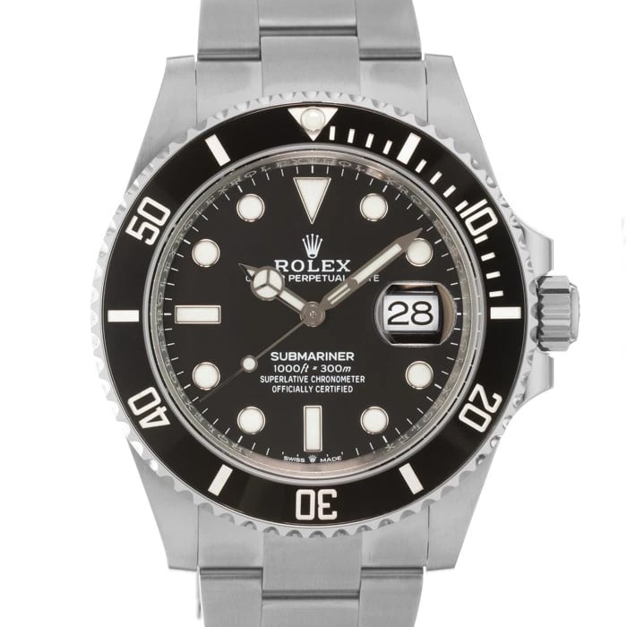 ROLEX SUBMARINER DATE WATCH: ROLEX Submariner Date Watch Brand: ROLEX Type: Wristwatch Material: Case Material Stainless Steel, Band Material Stainless Steel Color: Case Color Silver, Dial Color Black, Band color Silver Size: Cas