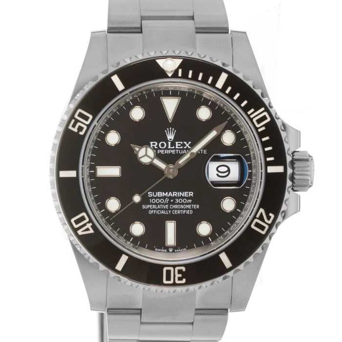 ROLEX SUBMARINER DATE WATCH: ROLEX Submariner Date Watch Brand: ROLEX Type: Wristwatch Material: Case Material Stainless Steel, Band Material Stainless Steel Color: Case Color Silver, Dial Color Black, Band color Silver Size: Cas