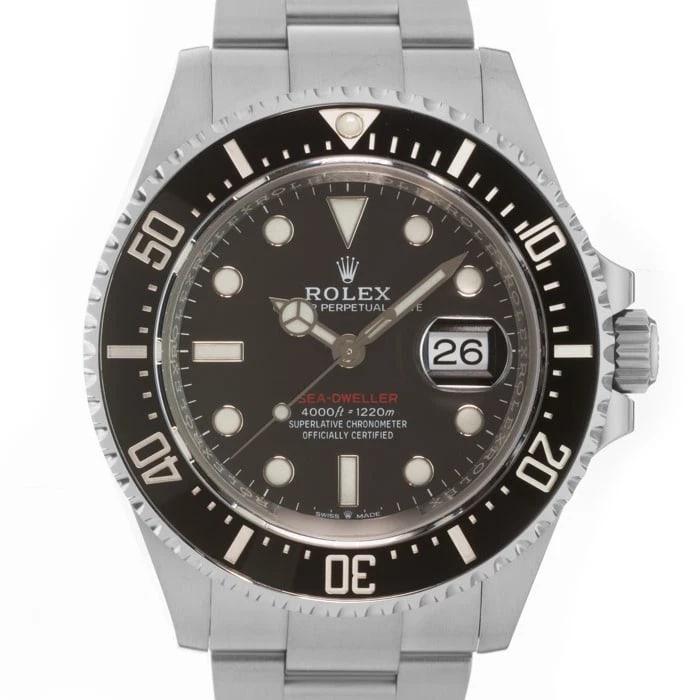 ROLEX SEA DWELLER WATCH: ROLEX Sea Dweller Watch Brand: ROLEX Type: Wristwatch Material: Case Material Stainless Steel, Band Material Stainless Steel Color: Case Color Silver, Dial Color Black, Band color Silver Size: Case Si