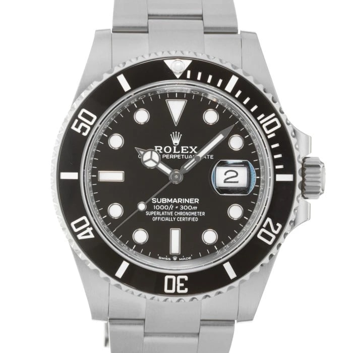 ROLEX SUBMARINER DATE WATCH: ROLEX Submariner Date Watch Brand: ROLEX Type: Wristwatch Material: Case Material Stainless Steel, Band Material Stainless Steel Color: Case Color Silver, Dial Color Black, Band color Silver Size: Cas