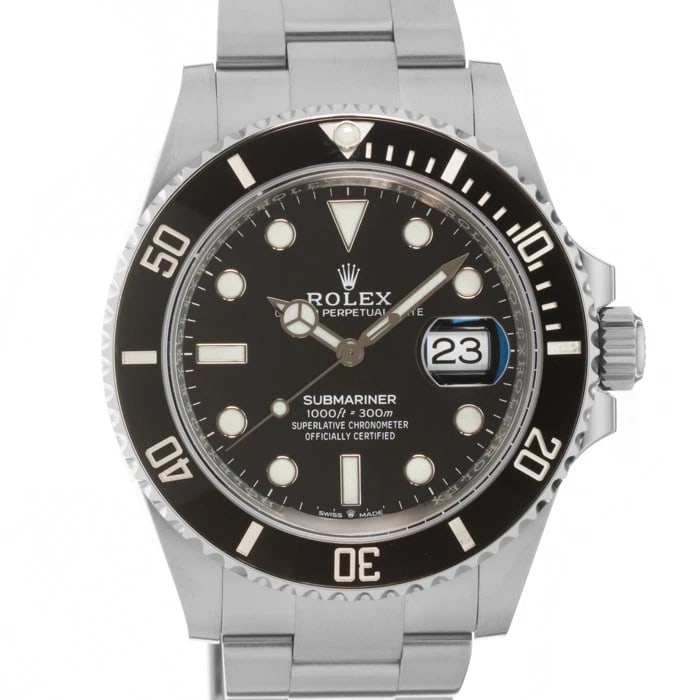 ROLEX SUBMARINER DATE WATCH: ROLEX Submariner Date Watch Brand: ROLEX Type: Wristwatch Material: Case Material Stainless Steel, Band Material Stainless Steel Color: Case Color Silver, Dial Color Black, Band color Silver Size: