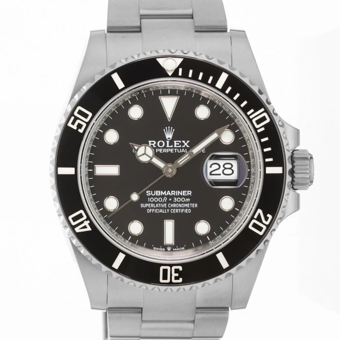 ROLEX SUBMARINER DATE WATCH: ROLEX Submariner Date Watch Brand: ROLEX Type: Wristwatch Material: Case Material Stainless Steel, Band Material Stainless Steel Color: Case Color Silver, Dial Color Black, Band color Silver Size: