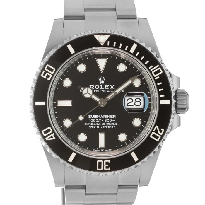 ROLEX SUBMARINER DATE WATCH: ROLEX Submariner Date Watch Brand: ROLEX Type: Wristwatch Material: Case Material Stainless Steel, Band Material Stainless Steel Color: Case Color Silver, Dial Color Black, Band color Silver Size: