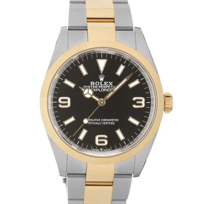 ROLEX EXPLORER WATCH: ROLEX Explorer Watch Brand: ROLEX Type: Wristwatch Material: Case Material Stainless Steel, Yellow Gold, Band Material Stainless Steel, Yellow Gold Color: Case Color Silver, Gold, Dial Color Black,