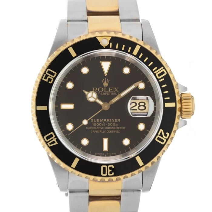 ROLEX SUBMARINER DATE BLACK WATCH: ROLEX Submariner Date Black Watch Brand: ROLEX Type: Wristwatch Material: Case Material Stainless Steel, Yellow Gold, Band Material Stainless Steel, Yellow Gold Color: Case Color Silver, Gold, Dial