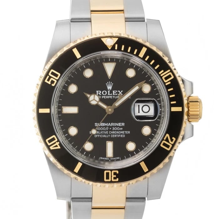 ROLEX SUBMARINER DATE WATCH: ROLEX Submariner Date Watch Brand: ROLEX Type: Wristwatch Material: Case Material Stainless Steel, Yellow Gold, Band Material Stainless Steel, Yellow Gold Color: Case Color NONE, Dial Color Black,