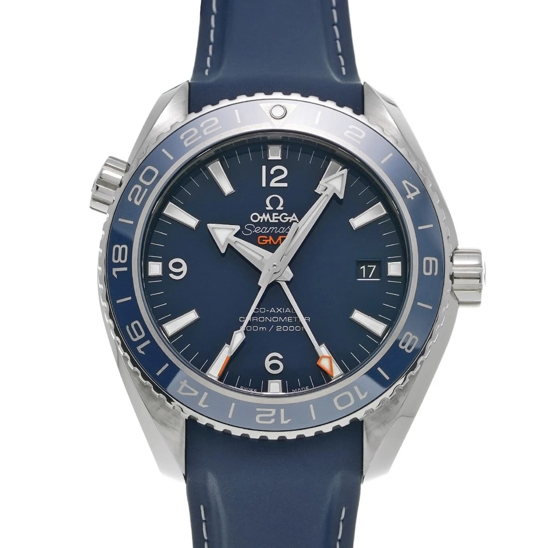 OMEGA SEAMASTER PLANET OCEAN CO AXIAL BLUE WATCH: OMEGA Seamaster Planet Ocean Co axial blue Watch Brand: OMEGA Type: Wristwatch Material: Band Material rubber, Case Material titanium Color: Dial Color blue Size: ??Case? H/about 43.5mm W/about 43.5mm